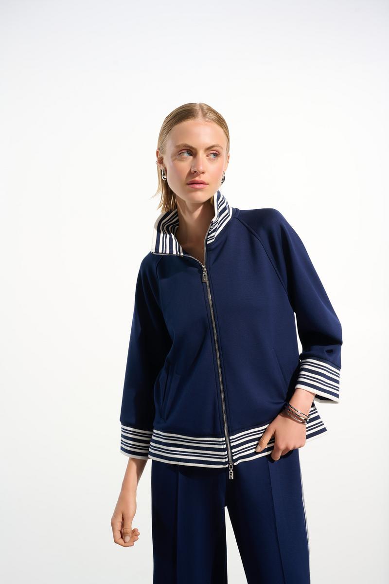Striped Funnel Collar JacketJacketsPosh Boutique
