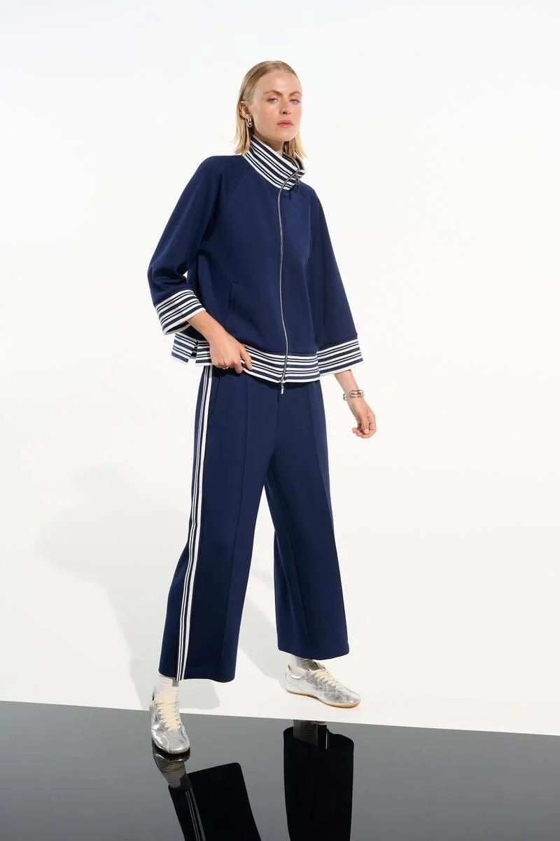 Striped Funnel Collar JacketJacketsPosh Boutique