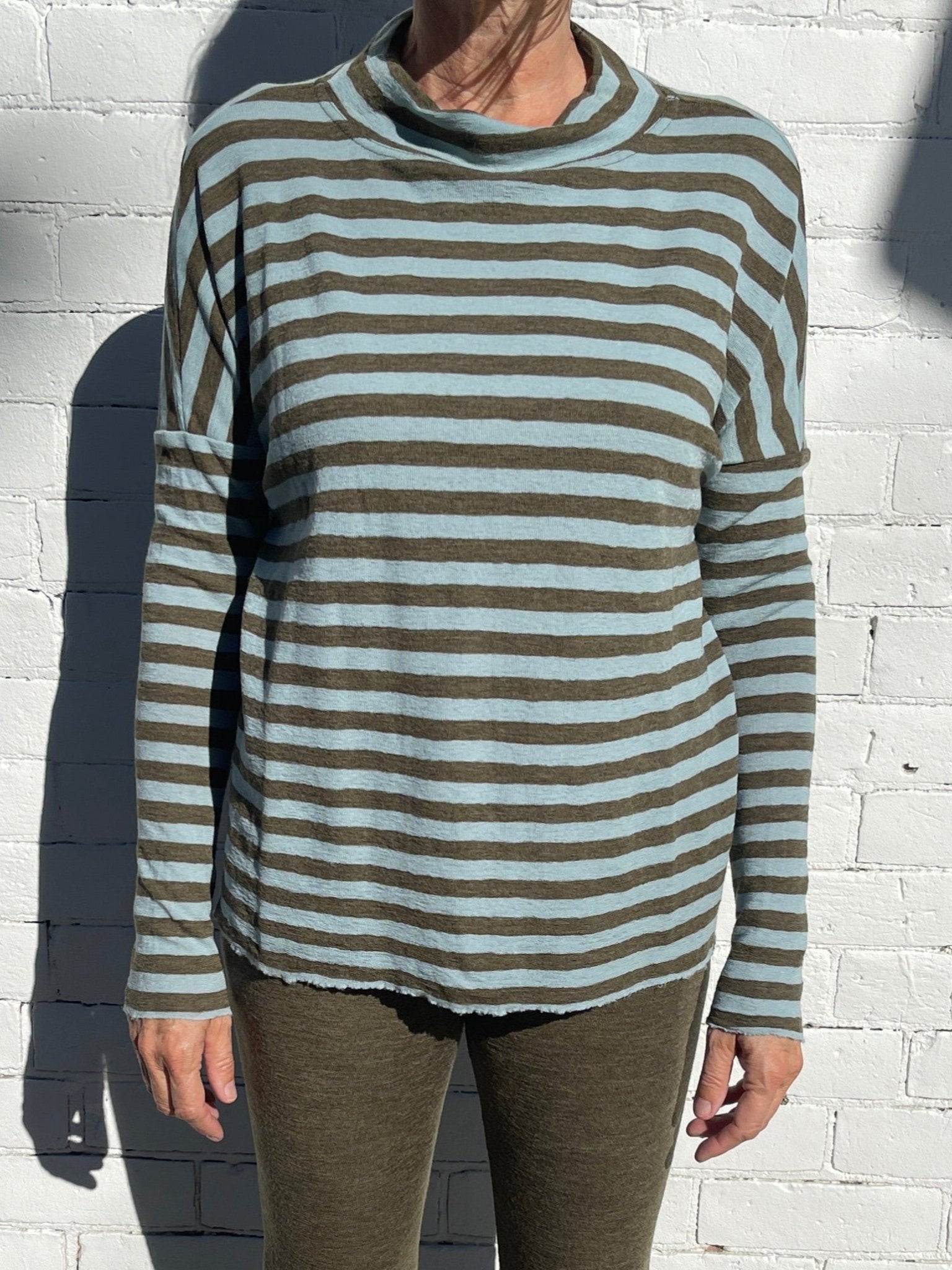 Striped Mock Neck TopPosh Boutique