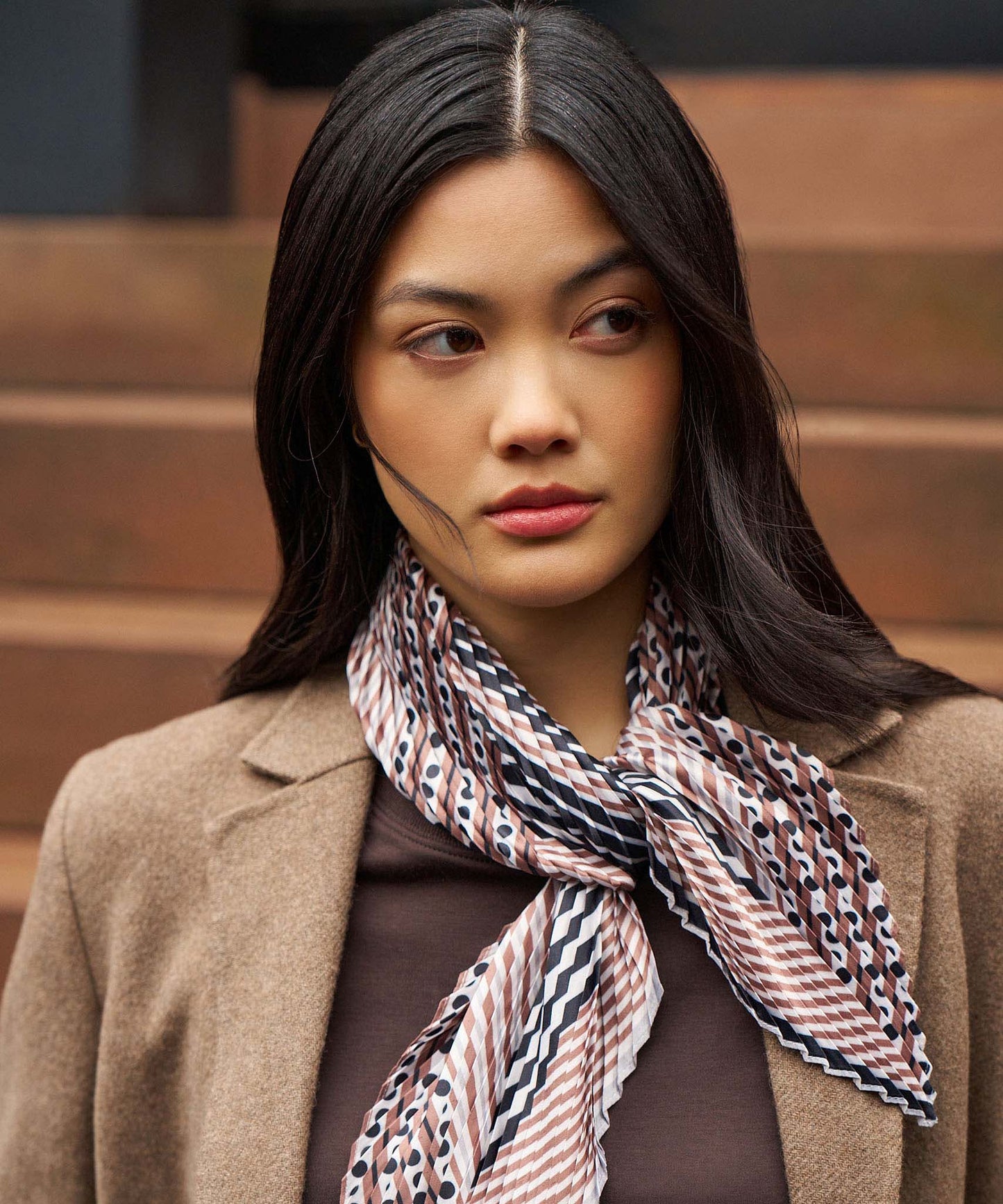 Striped Pleated Diamond ScarfScarvesPosh Boutique