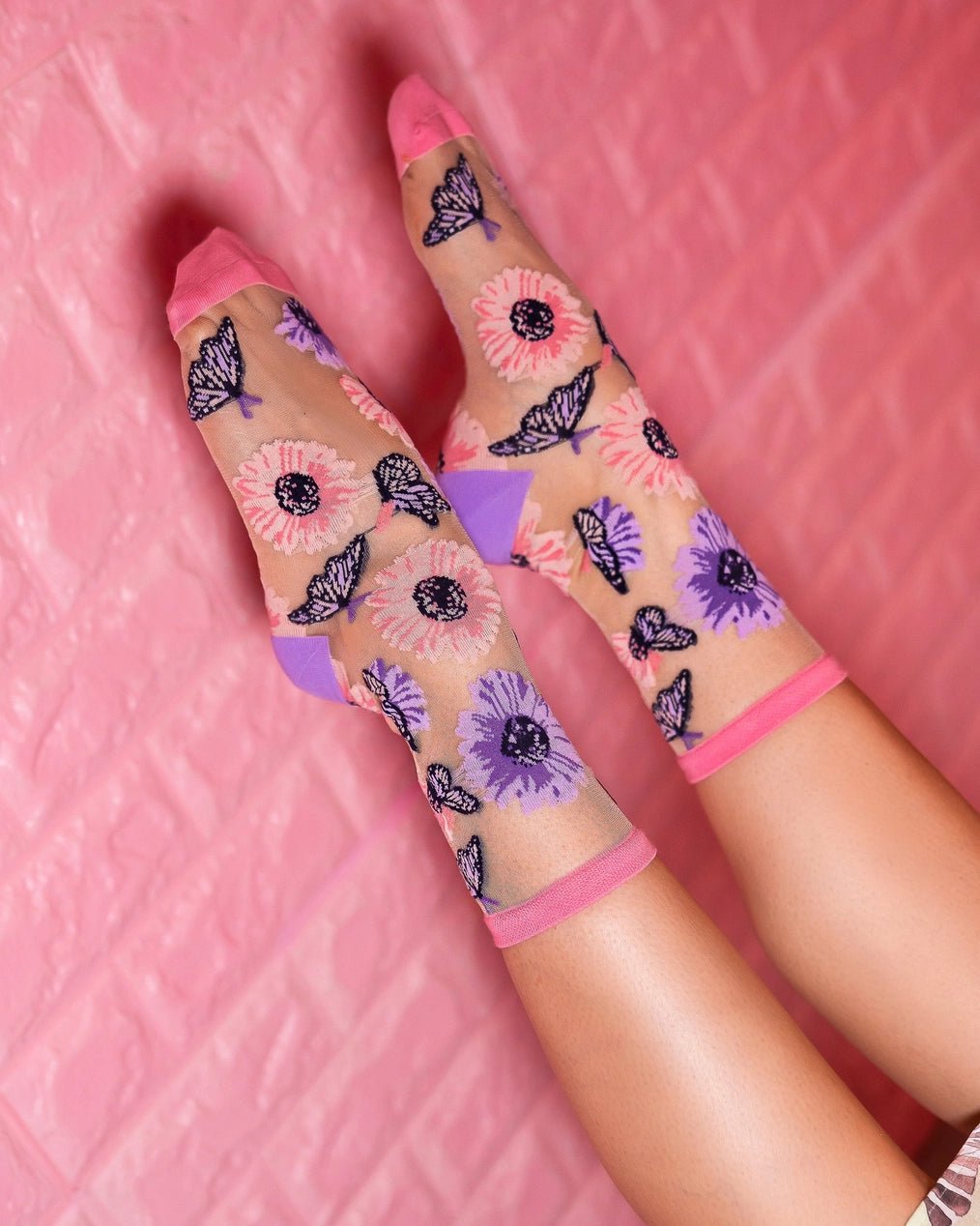 Sunflower Butterfly Sheer SocksPosh Boutique