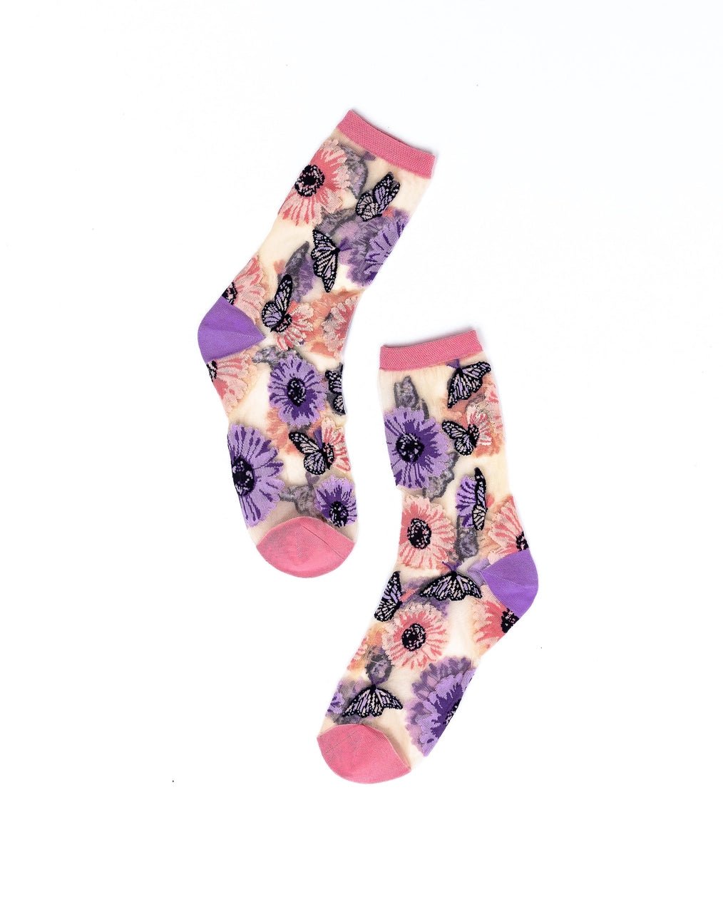Sunflower Butterfly Sheer SocksPosh Boutique