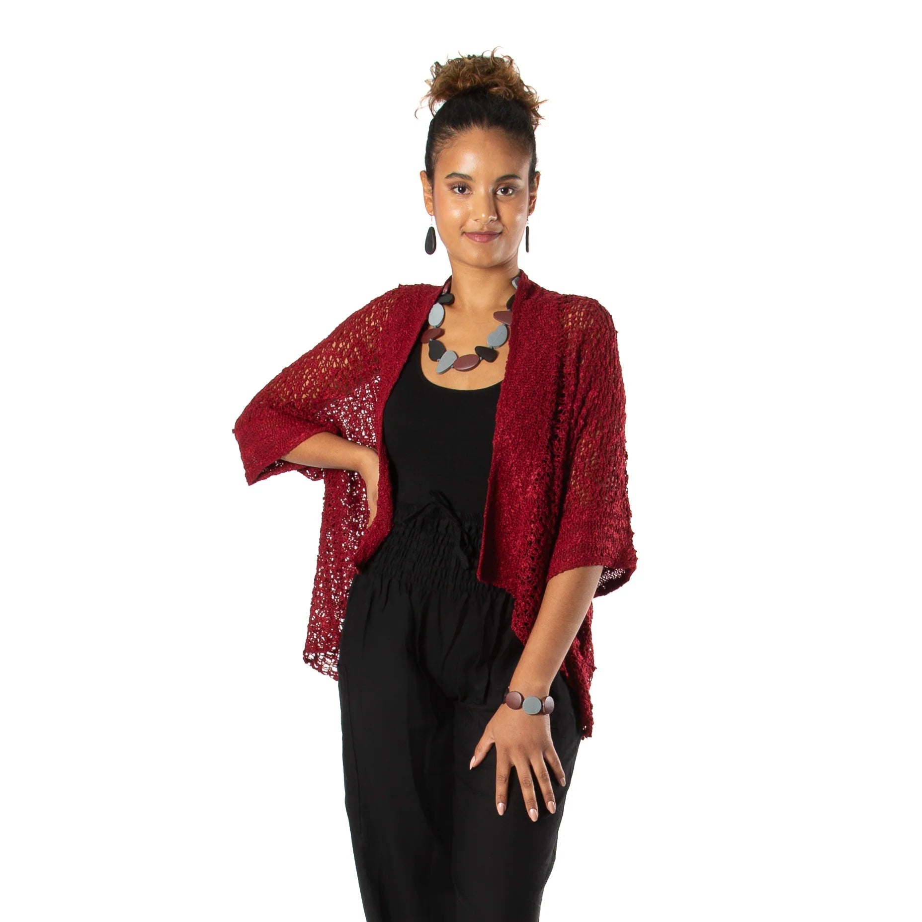 Suzie Blue Red Knit CardiganJacketsPosh Boutique