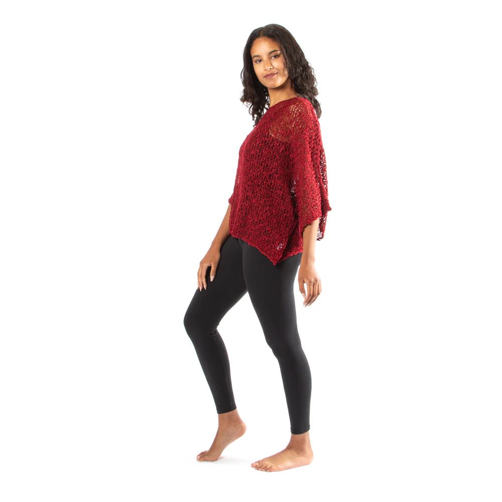 Suzie Blue Red Popcorn Knit TopTopsPosh Boutique