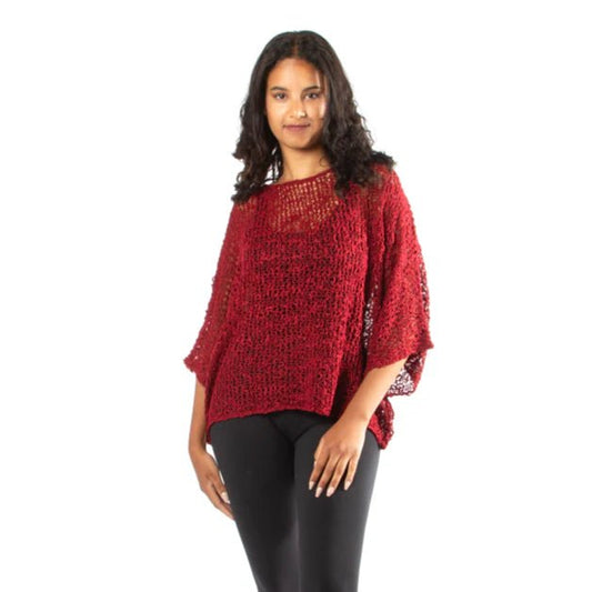 Suzie Blue Red Popcorn Knit TopTopsPosh Boutique