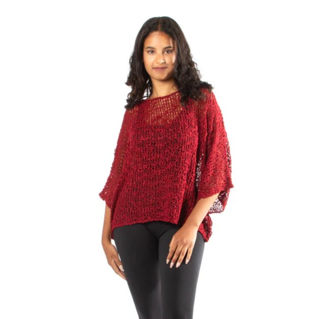 Suzie Blue Red Popcorn Knit TopTopsPosh Boutique