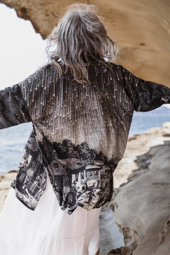 The Stargazer Matineé Duster with Celestial PrintJacketsPosh Boutique