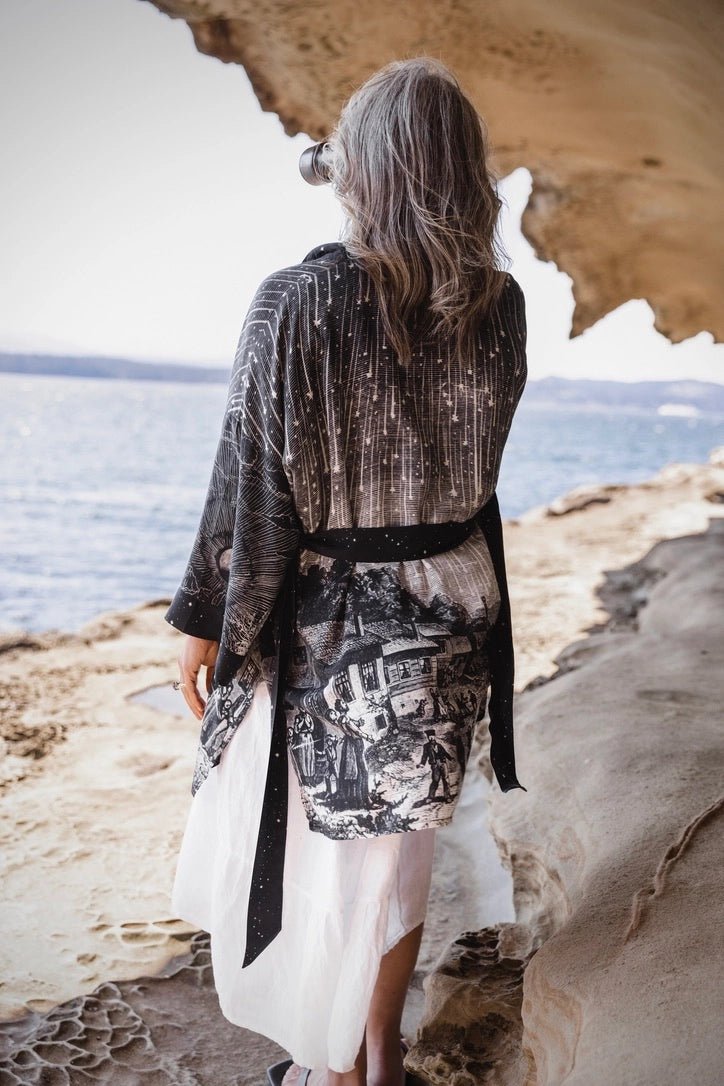 The Stargazer Matineé Duster with Celestial PrintJacketsPosh Boutique