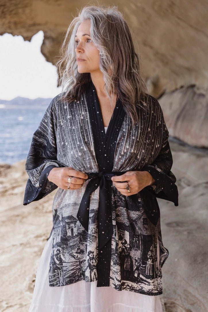 The Stargazer Matineé Duster with Celestial PrintJacketsPosh Boutique