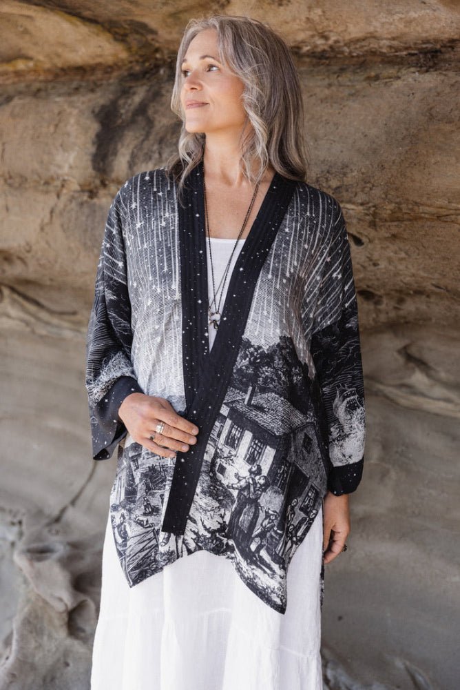 The Stargazer Matineé Duster with Celestial PrintJacketsPosh Boutique