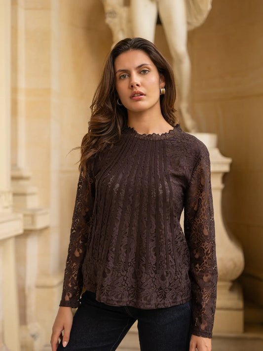 Tiffany Chocolate BlouseTopsPosh Boutique