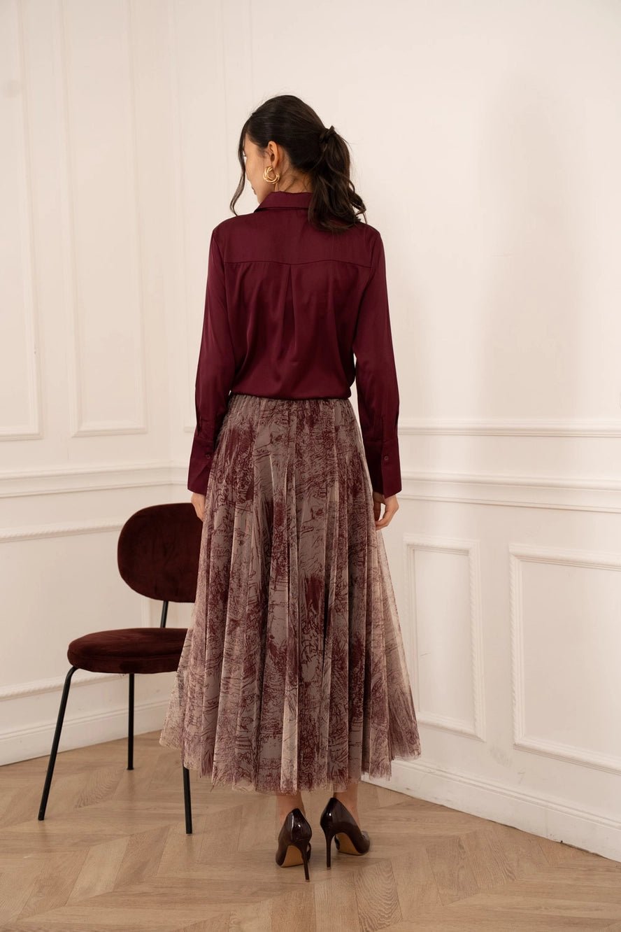 Toile Burgundy Tulle SkirtSkirtsPosh Boutique