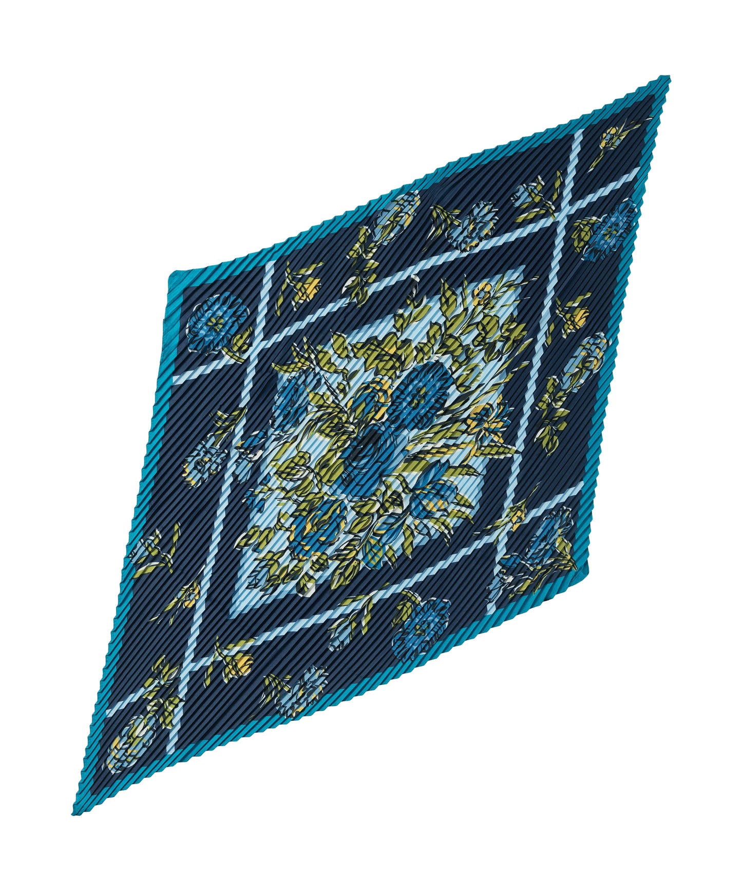 Floral Plaid Pleated Diamond Scarf