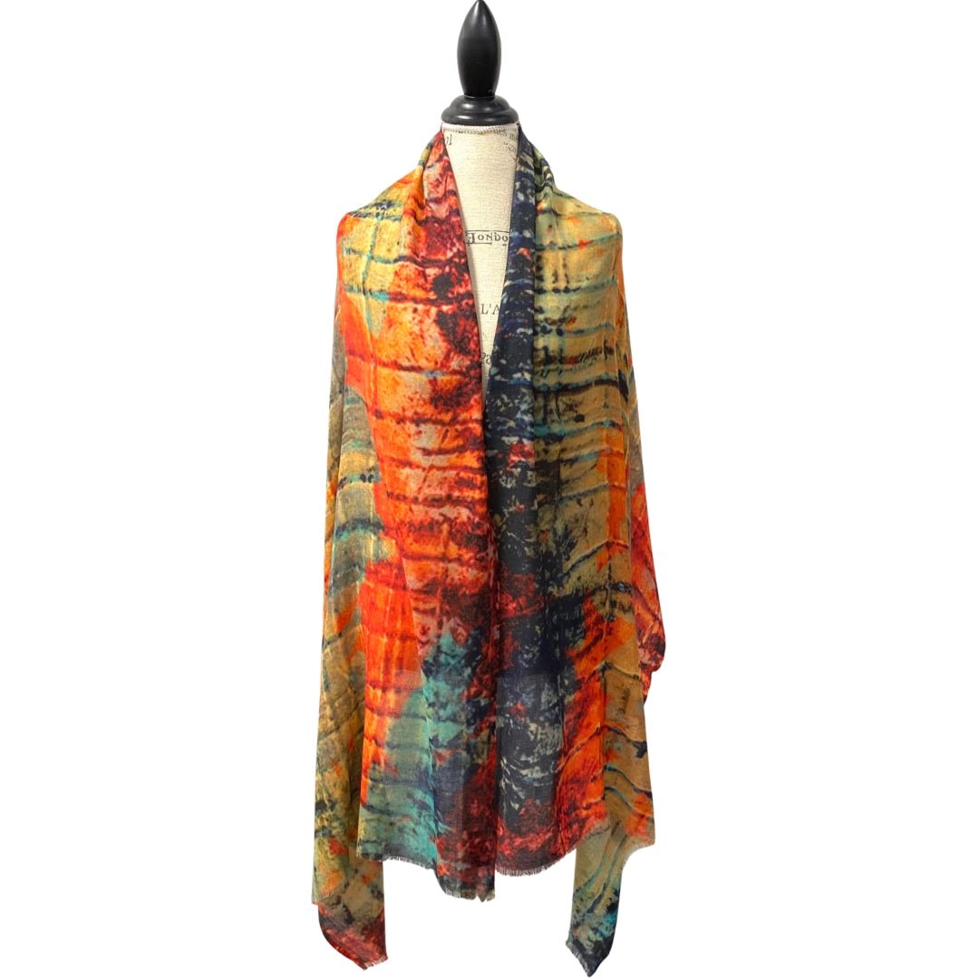 Vibrant Wool and Silk Blend ScarfScarvesPosh Boutique