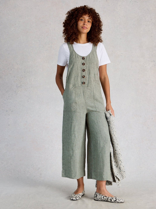 Viola Linen DungareeJumpsuitPosh Boutique