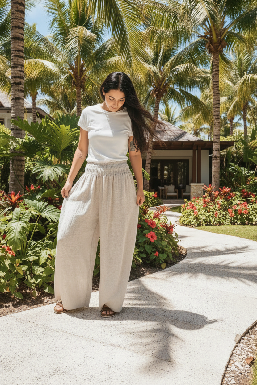 Wide Leg Linen PantPantsPosh Boutique