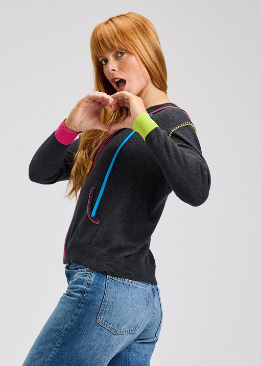 Zaket & Plover Heart Embroidery Zip - UpSweatersPosh Boutique