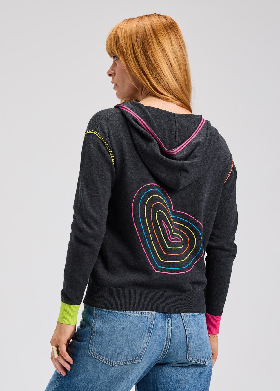 【GRAVER】Heart Logo Smile Embroidery Hood Zip Up stitch-craft-custom-