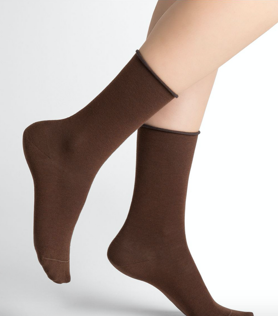 bleuforêt mid calf socks 6594 - chestnut