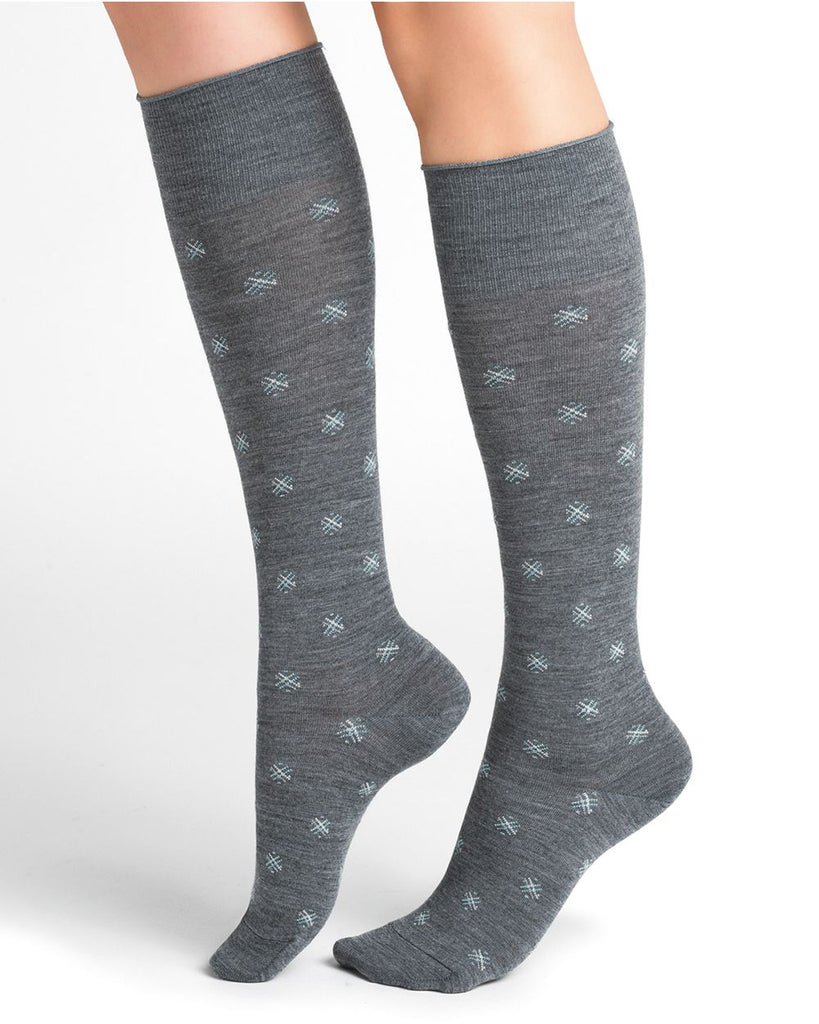 bleuforêt tartan dot knee-high socks 6313